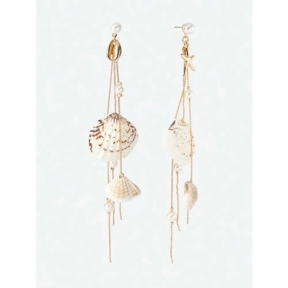 Shell Pearl Drop Earrings N2045